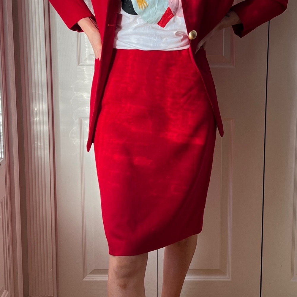 1980’s D’Oraz Elegant Red Wool Skirt